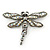 Large AB/ Hematite Swarovski Crystal 'Dragonfly' Brooch/ Pendant In Gun Metal - 80mm Width - view 2