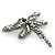 Large AB/ Hematite Swarovski Crystal 'Dragonfly' Brooch/ Pendant In Gun Metal - 80mm Width - view 3