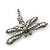 Large AB/ Hematite Swarovski Crystal 'Dragonfly' Brooch/ Pendant In Gun Metal - 80mm Width - view 4