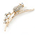 Gold Plated Clear Crystal 'Rose' Brooch - 55mm Length - view 6