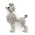 Small Rhodium Plated Pave Set Clear Crystal 'Poodle' Brooch - 37mm Across - view 2