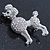 Small Rhodium Plated Pave Set Clear Crystal 'Poodle' Brooch - 37mm Across - view 4
