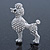 Small Rhodium Plated Pave Set Clear Crystal 'Poodle' Brooch - 37mm Across