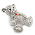 Rhodium Plated Crystal Teddy Bear With Bow&Heart Brooch - 45mm Across - view 4