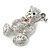 Rhodium Plated Crystal Teddy Bear With Bow&Heart Brooch - 45mm Across - view 6