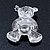 Rhodium Plated Crystal Teddy Bear With Bow&Heart Brooch - 45mm Across - view 5