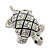 Small AB/ Clear Crystal 'Turtle' Brooch In Rhodium Plating - 40mm Across - view 7