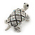 Small AB/ Clear Crystal 'Turtle' Brooch In Rhodium Plating - 40mm Across - view 2