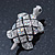 Small AB/ Clear Crystal 'Turtle' Brooch In Rhodium Plating - 40mm Across - view 4