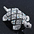 Small AB/ Clear Crystal 'Turtle' Brooch In Rhodium Plating - 40mm Across - view 3