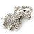 Small Rhodium Plated Pave Set 'Happy Elephant' Brooch - 37mm Across - view 4