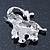 Small Rhodium Plated Pave Set 'Happy Elephant' Brooch - 37mm Across - view 5
