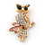 Cute Crystal 'Owl' Brooch In Gold Plating - 40mm Across - view 2