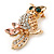 Cute Crystal 'Owl' Brooch In Gold Plating - 40mm Across - view 5