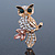 Cute Crystal 'Owl' Brooch In Gold Plating - 40mm Across
