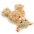 Gold Plated Crystal Teddy Bear With Bow&Heart Brooch - 45mm Across - view 6