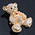Gold Plated Crystal Teddy Bear With Bow&Heart Brooch - 45mm Across - view 3