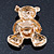 Gold Plated Crystal Teddy Bear With Bow&Heart Brooch - 45mm Across - view 5
