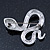 Crystal Snake Brooch In Silver Tone/ 55mm Long - view 4