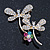 Double Diamante Butterfly Brooch In Gold Plating - 45mm Length - view 2