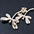 Double Diamante Butterfly Brooch In Gold Plating - 45mm Length - view 4