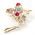 Gold Plated Multicoloured Crystal 'Fairy' Brooch - 50mm Length - view 4