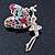 Gold Plated Multicoloured Crystal 'Fairy' Brooch - 50mm Length - view 2