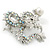 Classic Crystal Chinese Dragon Brooch With Simulated Pearl In Rhodium Plating (Clear/ AB) - 50mm Width - view 5