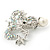 Classic Crystal Chinese Dragon Brooch With Simulated Pearl In Rhodium Plating (Clear/ AB) - 50mm Width - view 6
