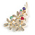 Multicoloured Crystal Floral Brooch In Gold Plating - 60mm Length - view 2