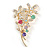 Multicoloured Crystal Floral Brooch In Gold Plating - 60mm Length - view 3