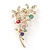 Multicoloured Crystal Floral Brooch In Gold Plating - 60mm Length - view 7