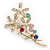 Multicoloured Crystal Floral Brooch In Gold Plating - 60mm Length - view 6