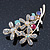 Multicoloured Crystal Floral Brooch In Gold Plating - 60mm Length - view 8