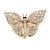 Dazzling Diamante/ Lavender Enamel Butterfly Brooch In Gold Plaiting - 70mm Width - view 10