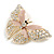 Dazzling Diamante/ Lavender Enamel Butterfly Brooch In Gold Plaiting - 70mm Width - view 11