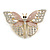 Dazzling Diamante/ Lavender Enamel Butterfly Brooch In Gold Plaiting - 70mm Width - view 14