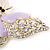 Dazzling Diamante/ Lavender Enamel Butterfly Brooch In Gold Plaiting - 70mm Width - view 5