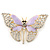 Dazzling Diamante/ Lavender Enamel Butterfly Brooch In Gold Plaiting - 70mm Width - view 9