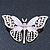 Dazzling Diamante/ Lavender Enamel Butterfly Brooch In Gold Plaiting - 70mm Width - view 2