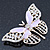 Dazzling Diamante/ Lavender Enamel Butterfly Brooch In Gold Plaiting - 70mm Width - view 3