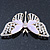 Dazzling Diamante/ Lavender Enamel Butterfly Brooch In Gold Plaiting - 70mm Width - view 7