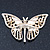 Dazzling Diamante/ Lavender Enamel Butterfly Brooch In Gold Plaiting - 70mm Width - view 6