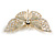 Dazzling Diamante /Light Grey Enamel Butterfly Brooch In Gold Plaiting - 70mm Width - view 5