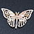 Dazzling Diamante /Light Grey Enamel Butterfly Brooch In Gold Plaiting - 70mm Width - view 3