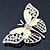 Dazzling Diamante /Pale Green Enamel Butterfly Brooch In Gold Plaiting - 70mm Width - view 5