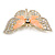 Dazzling Diamante /Pale Pink Enamel Butterfly Brooch In Gold Plaiting - 70mm Width - view 11