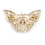 Dazzling Diamante /Pale Pink Enamel Butterfly Brooch In Gold Plaiting - 70mm Width - view 12