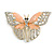 Dazzling Diamante /Pale Pink Enamel Butterfly Brooch In Gold Plaiting - 70mm Width - view 13