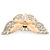 Dazzling Diamante /Magnolia Enamel Butterfly Brooch In Gold Plaiting - 70mm Width - view 4